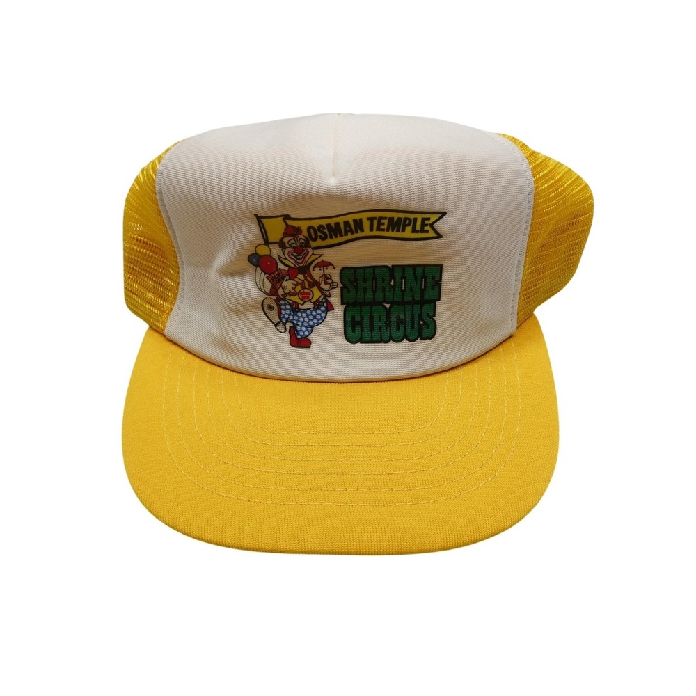 Vintage Osman Temple Shrine Circus Hat‎ Cap Snap Back Yellow Trucker Mens 80s